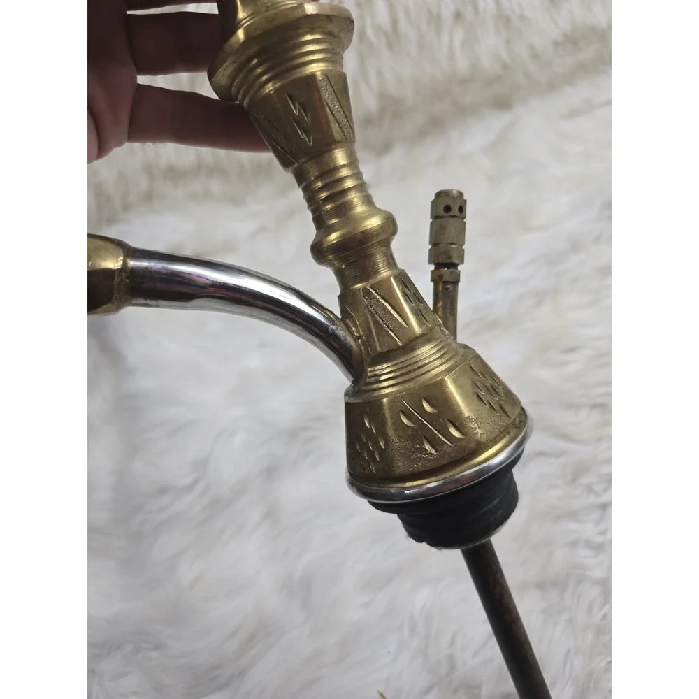 Antique Arabic hookah pipe brass Middle Eastern 16